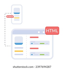 Icono conceptual plano premium de programación html 