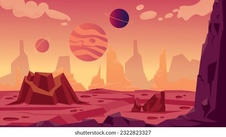 Premium flat design of planet landscape 