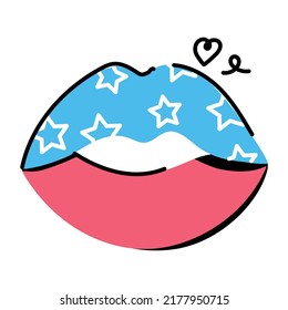 Premium flat design sticker of lips 