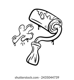 Premium flat hand drawn icon of paint roller, customizable vector