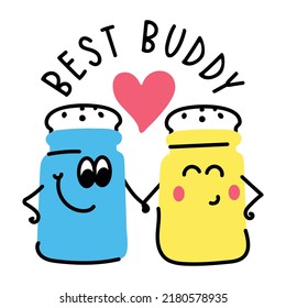 Premium Flat Hand Drawn Sticker Of Best Buddy 