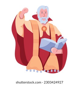 Premium flat icon of an ancient priest character 