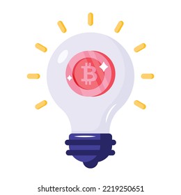 Premium flat icon of bitcoin idea 
