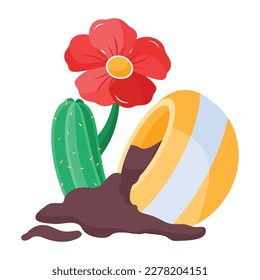 Premium flat icon of a broken cactus plant 