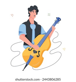 Premium flat icon of a cello player