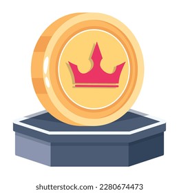 Premium flat icon of a crown trophy 