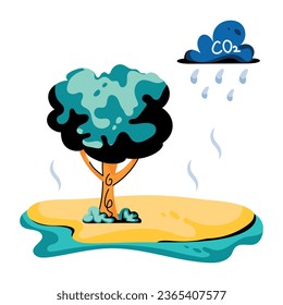 Premium flat icon depicting co2 emission 