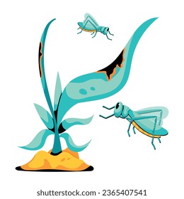 Premium flat icon depicting locust swarm 