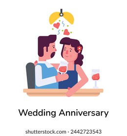 Premium flat icon depicting wedding anniversary 