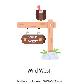 Premium flat icon depicting wild west signboard 