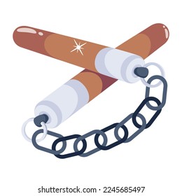 Premium flat icon design of nunchaku