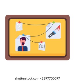 Premium flat icon of a detective board 