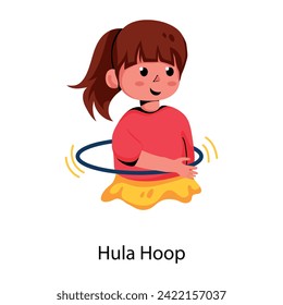 Premium flat icon of a girl playing with hula hoop 