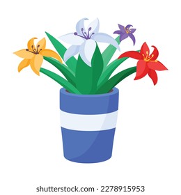 Premium flat icon of lilies vase 