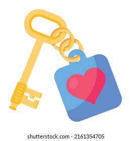 Icono plano premium de la clave de amor 

