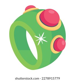 Premium flat icon of a magic ring with multiple gemstones 