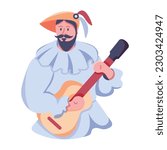 Premium flat icon of a medieval minstrel 