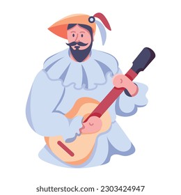 Premium flat icon of a medieval minstrel 