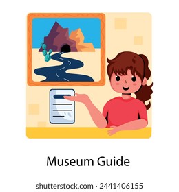 Icono plano premium de una guía de museo 