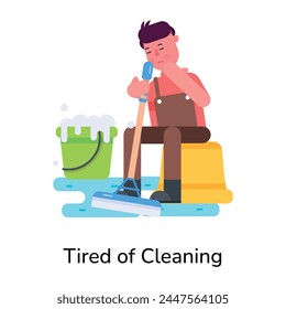 Premium flat icon of a person tired of cleaning 