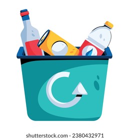 Icono plano premium de la caja de residuos de reutilización 