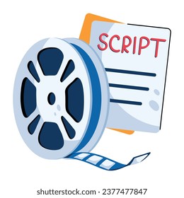 Premium flat icon showing movie script 