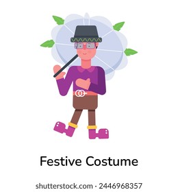 Premium flat icon of showing person in festive costume 