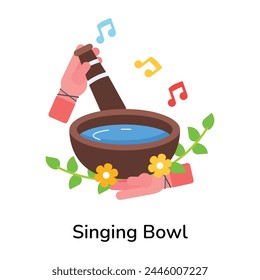 Premium flat icon of singing bowl 