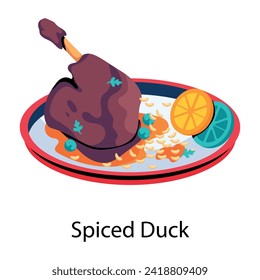 Premium flat icon of spiced duck 