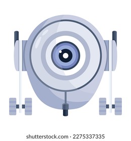 Icono plano premium del robot con ruedas 