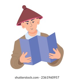 Premium flat illustration of an ancient chinese reader 