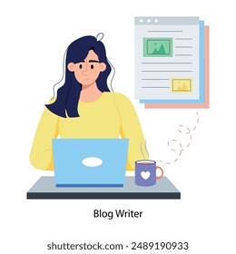 Premium flat illustration of a blog writer 