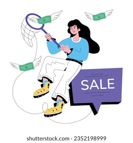 Premium flat illustration of catch money 