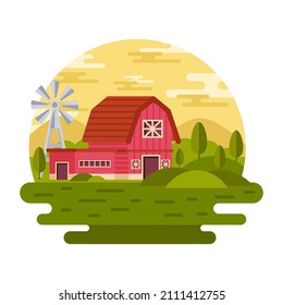 Una ilustración plana premium de la casa de campo está disponible para su uso 