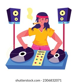 Premium flat illustration of dj table 