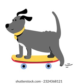 Premium flat illustration of dog skateboarding 