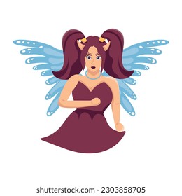 Premium flat illustration of evil fairy 