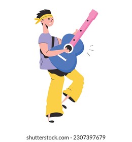 Premium flat illustration of guitarist