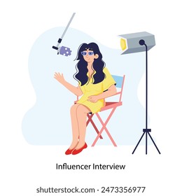 Premium flat illustration of an influencer interview 