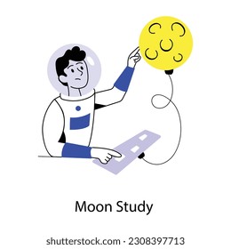 Premium flat illustration of moon study 