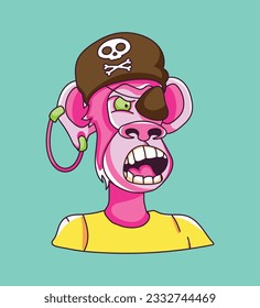 Premium flat illustration of pirate monkey 
