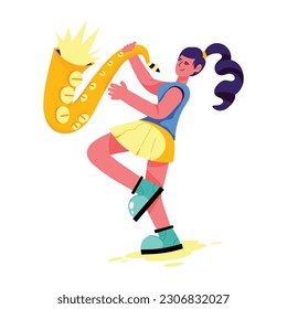 Premium flat illustration of saxophonist