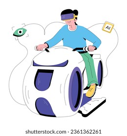 Premium flat illustration of vr bike 