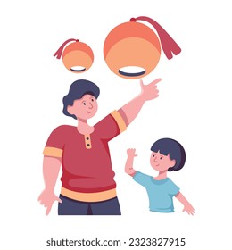 Premium flat illustration of wish lanterns 