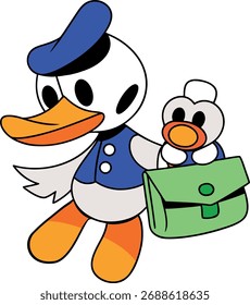 Personagem de mascote plano premium do pato