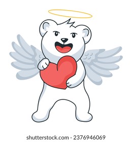 Premium flat sticker of an angel bear 