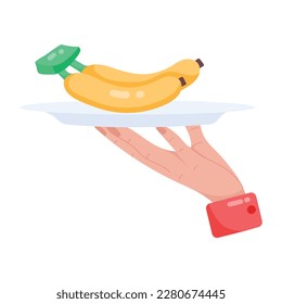 Premium flat sticker of banana serving 