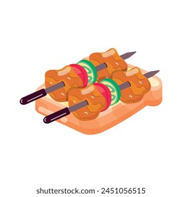 Premium flat sticker of brochette