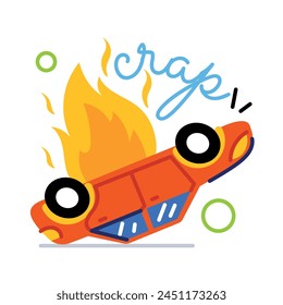 Premium flat sticker of a car accident 