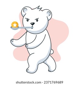 Premium flat sticker depicting spoon race 